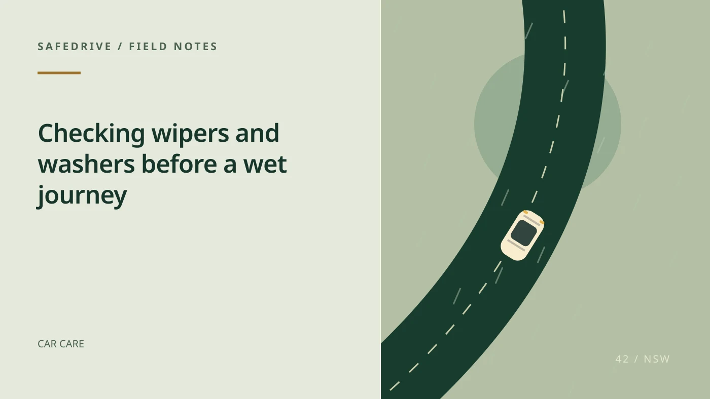 Original editorial illustration for Checking wipers and washers before a wet journey