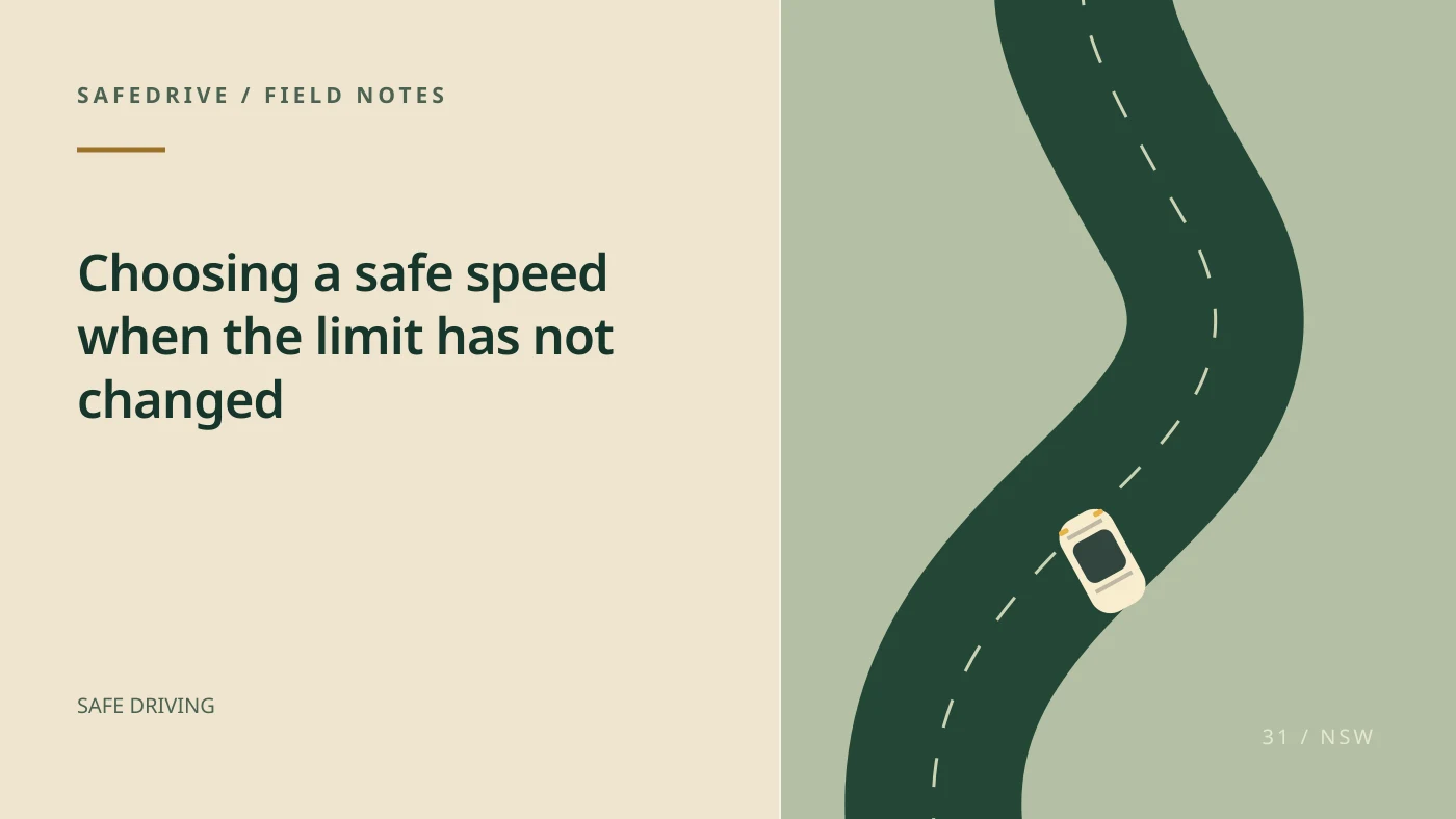 Original editorial illustration for Choosing a safe speed when the limit has not changed