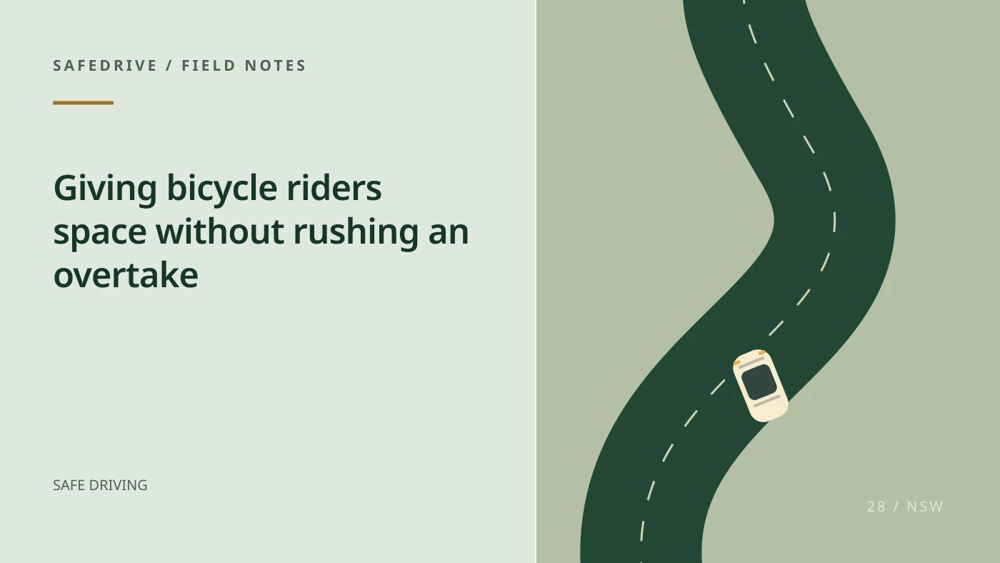 Original editorial illustration for Giving bicycle riders space without rushing an overtake