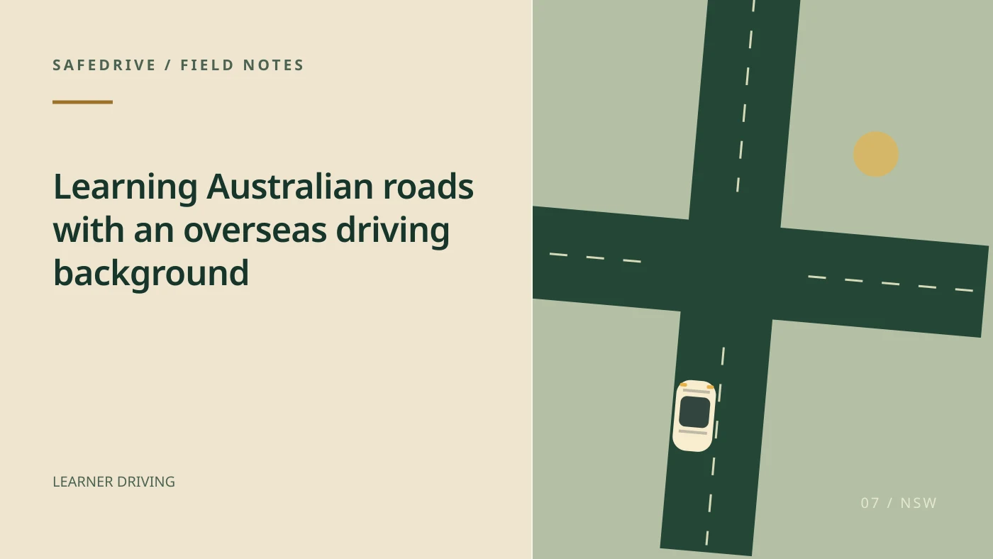 Original editorial illustration for Learning Australian roads with an overseas driving background