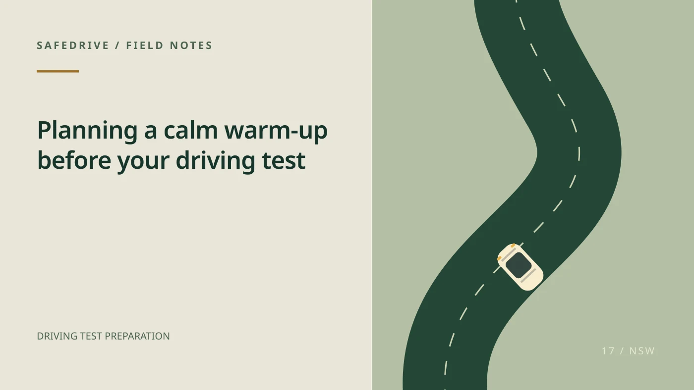 Original editorial illustration for Planning a calm warm-up before your driving test