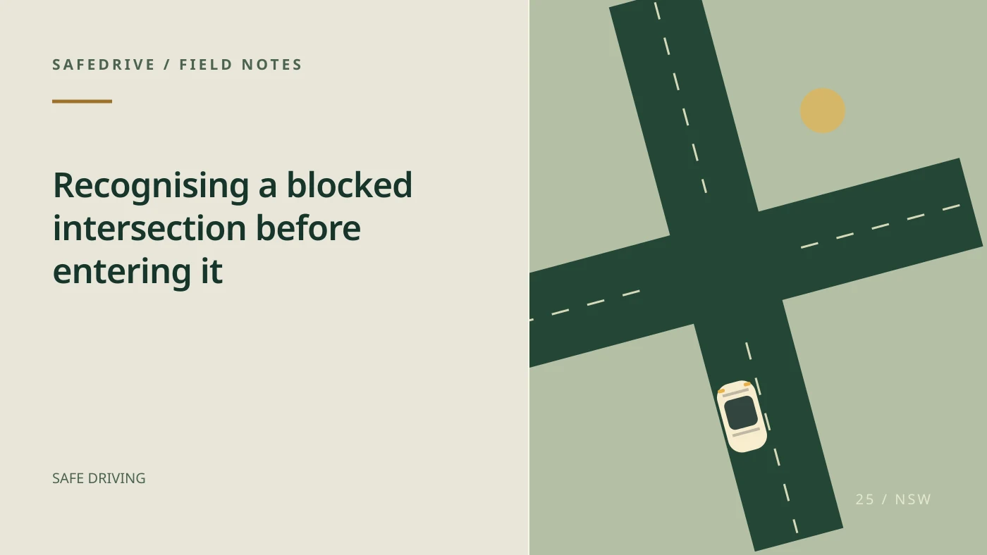 Original editorial illustration for Recognising a blocked intersection before entering it
