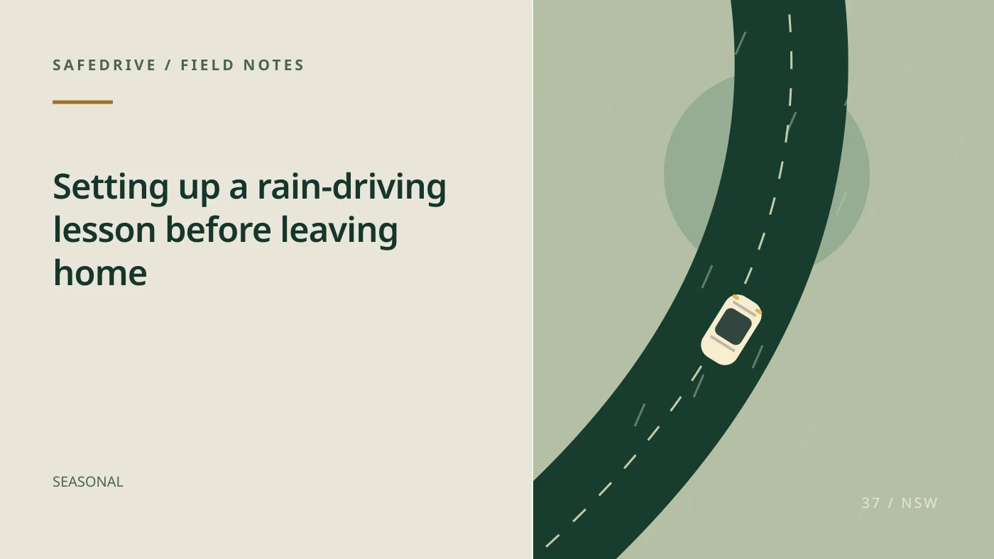 Original editorial illustration for Setting up a rain-driving lesson before leaving home