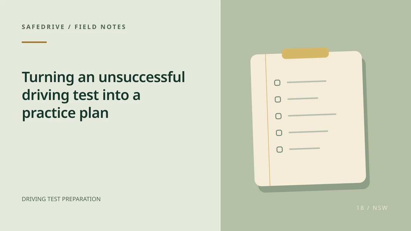 Original editorial illustration for Turning an unsuccessful driving test into a practice plan