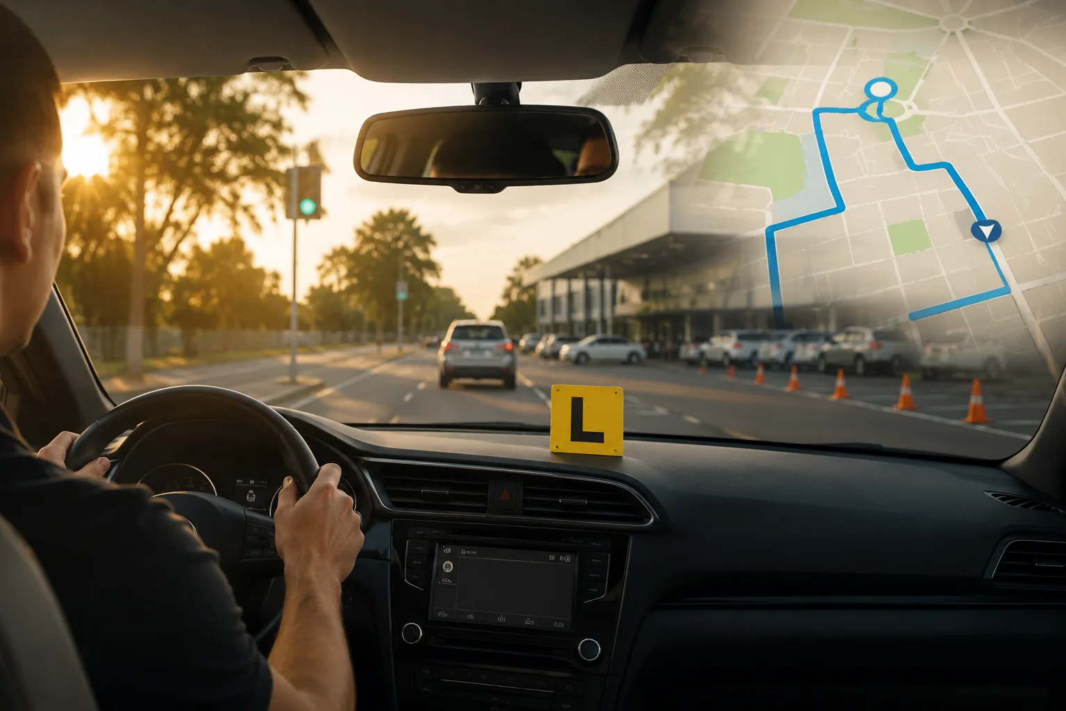 SafeDrive instructor vehicle demonstrating defensive driving and speed management on Sydney roads.